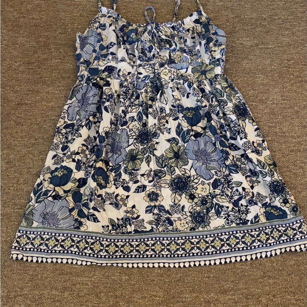 Floral Blue and White Dress